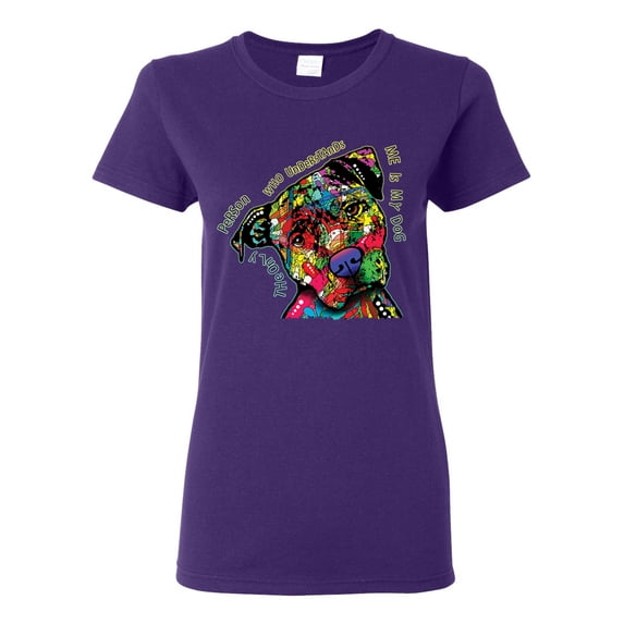Dean Russo The Only Person Dog Lover Womens Graphic T-Shirt, Purple, X-Large