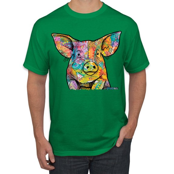 Dean Russo The Pig Animal Lover Men's Graphic T-Shirt, Kelly, Large