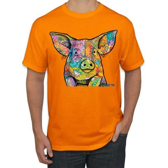 Dean Russo The Pig Animal Lover Men's Graphic T-Shirt, Orange, X-Large