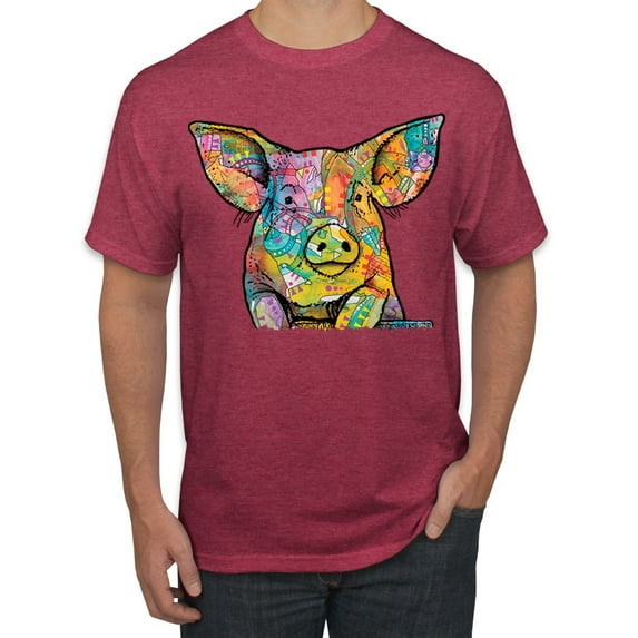 Dean Russo The Pig Animal Lover Men's Graphic T-Shirt, Vintage Heather Red, 3X-Large