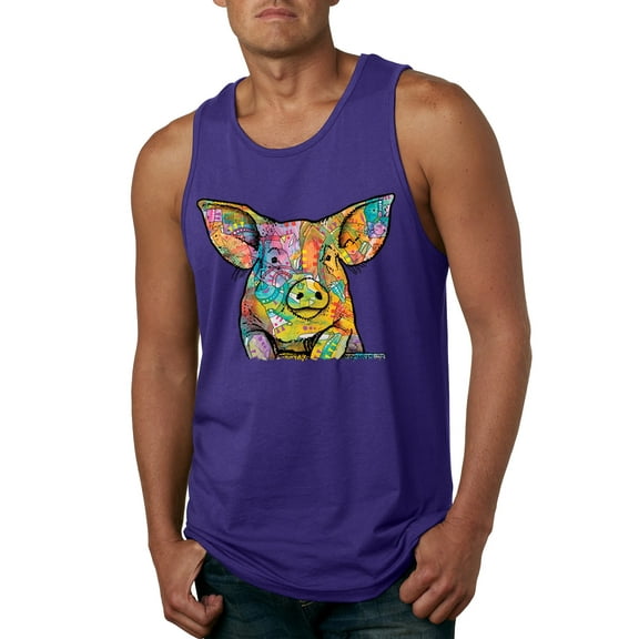 Dean Russo The Pig Animal Lover Mens Graphic Tank Top, Purple, 3X-Large