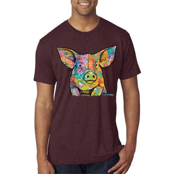 Dean Russo The Pig Animal Lover Mens Premium Tri Blend T-Shirt, Cardinal, Medium