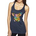 thumbnail image 1 of Dean Russo The Pig Animal Lover Tri-Blend Racerback Tank Top, Vintage Navy, Small, 1 of 6