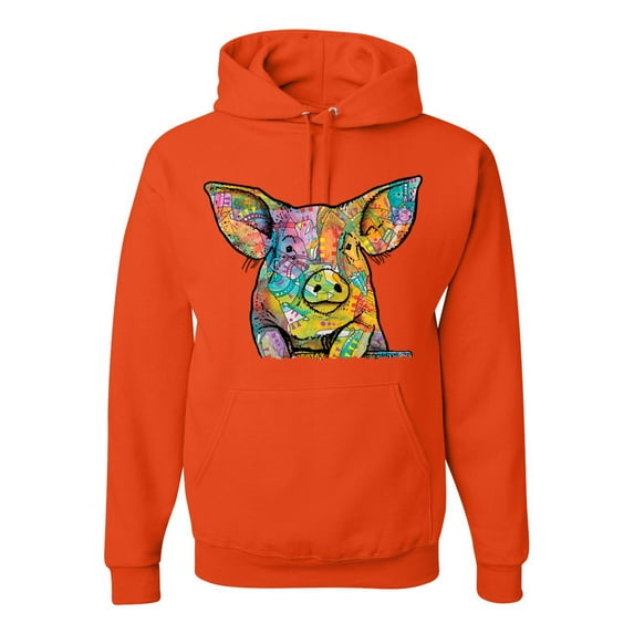 Dean Russo The Pig Animal Lover Unisex Graphic Hoodie Sweatshirt, Orange, X-Large