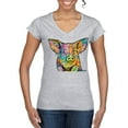 thumbnail image 1 of Dean Russo The Pig Animal Lover Women's Standard V-Neck Tee, Heather Grey, Small, 1 of 6