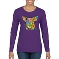 thumbnail image 1 of Dean Russo The Pig Animal Lover Womens Graphic Long Sleeve T-Shirt, Purple, XX-Large, 1 of 6