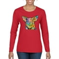 thumbnail image 1 of Dean Russo The Pig Animal Lover Womens Graphic Long Sleeve T-Shirt, Red, X-Large, 1 of 6