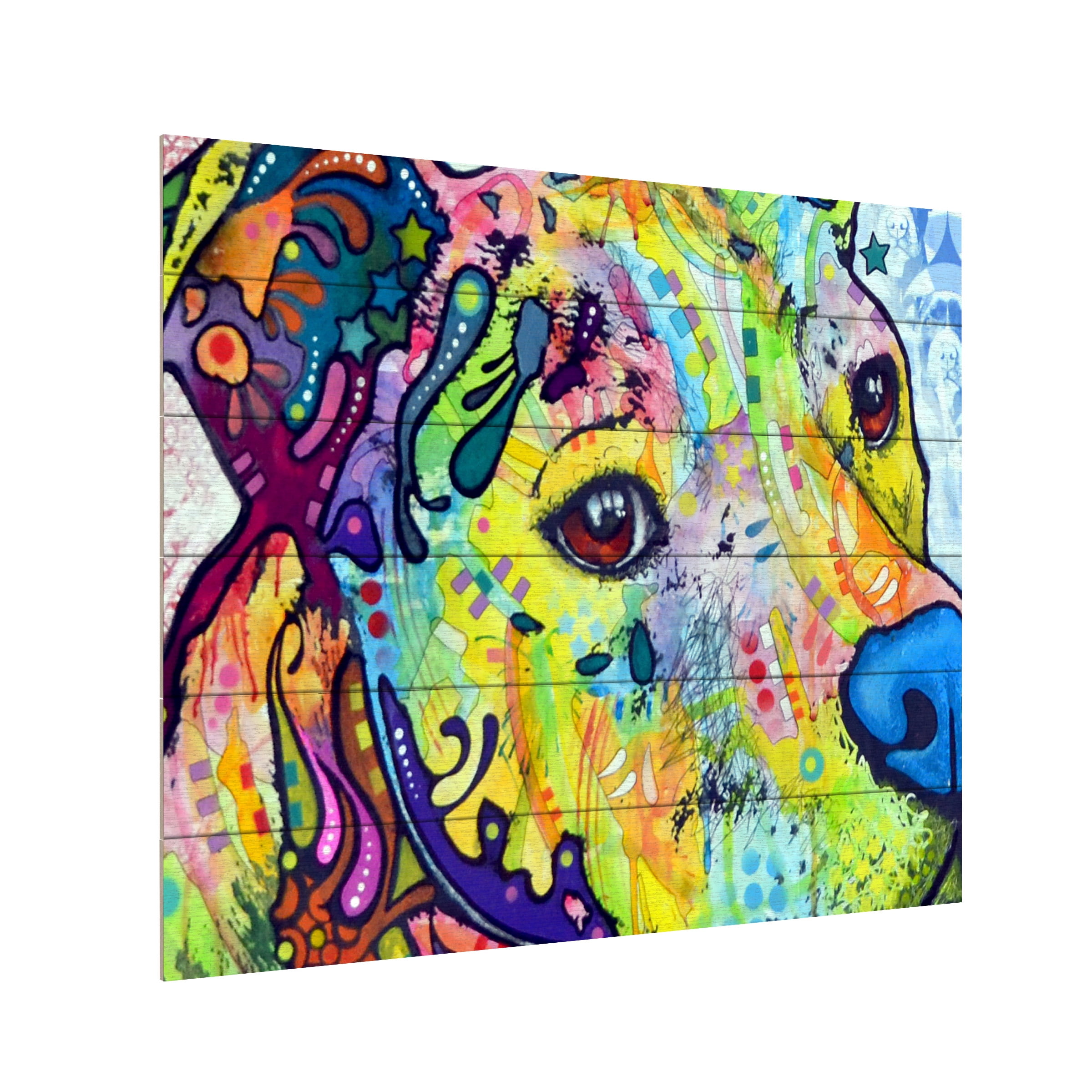 Dean Russo 'Thoughtful Pitbull III' Wood Slat Art