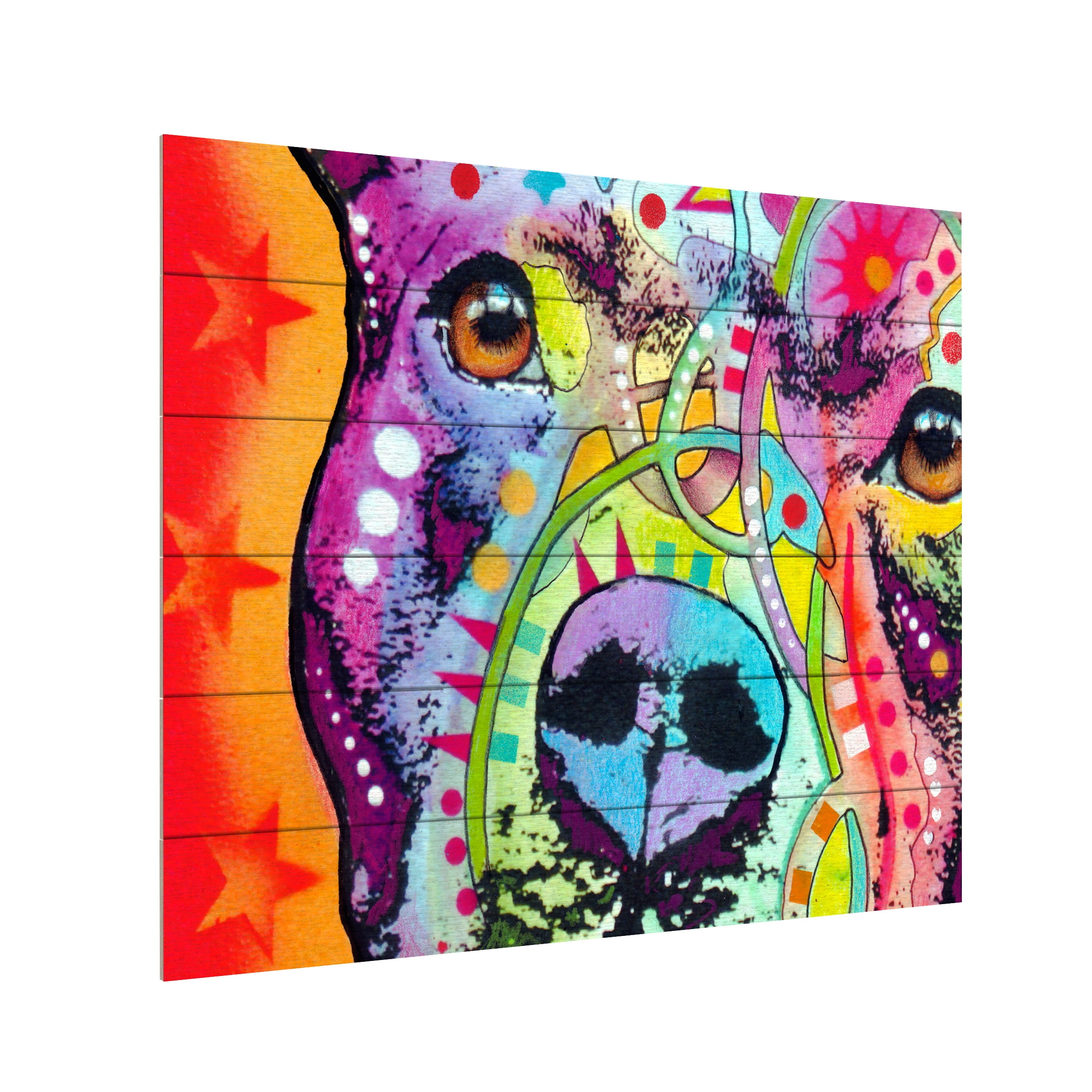 Dean Russo 'Thoughtful Pitbull' Wood Slat Art