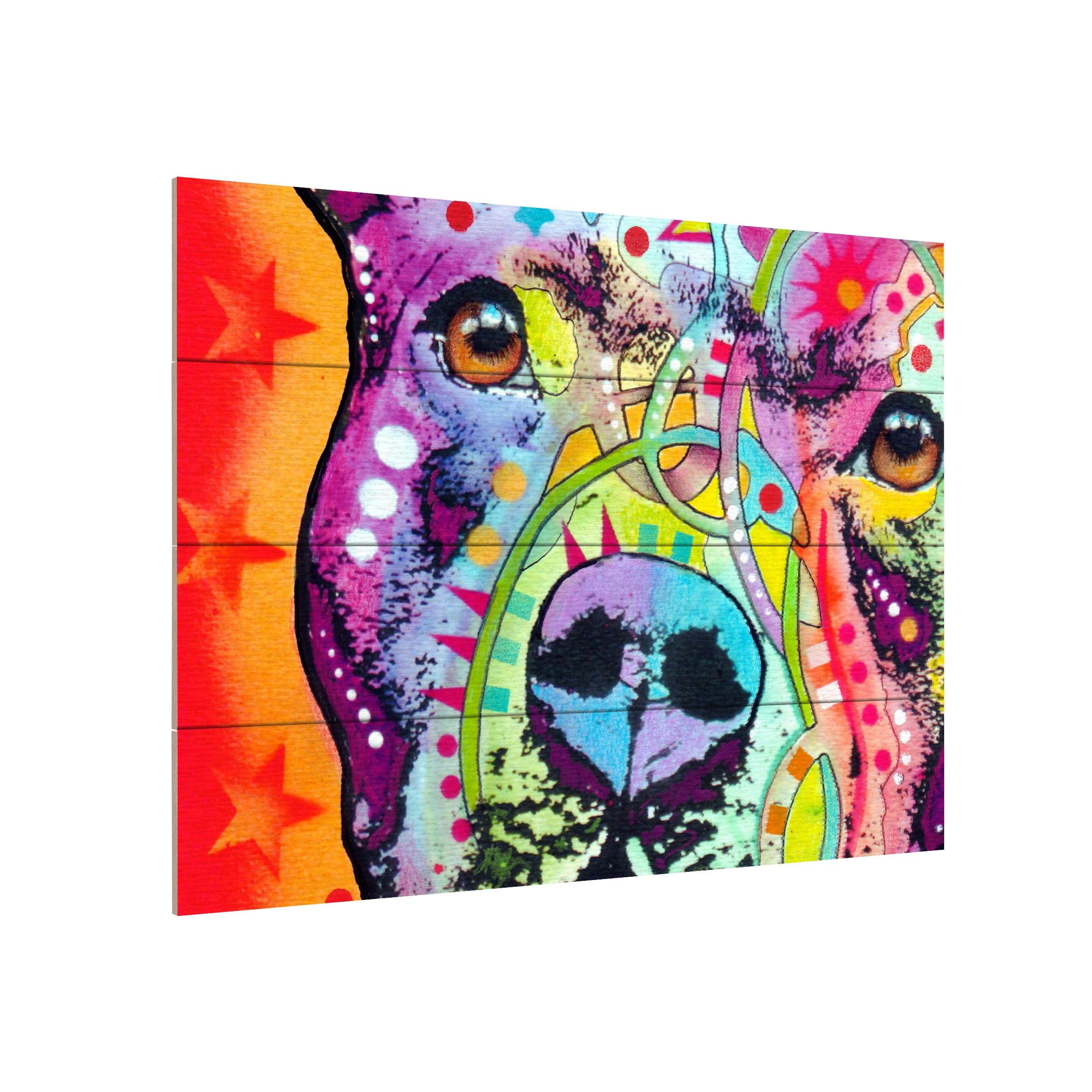 Dean Russo 'Thoughtful Pitbull' Wood Slat Art