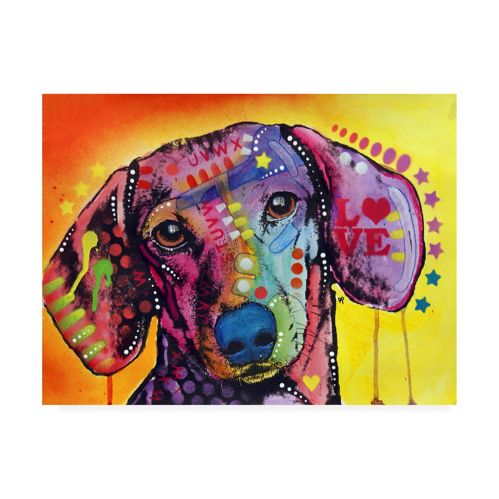 Vibrant Dachshund Pop Art Canvas in Yellow and Orange, 18'' x 24''