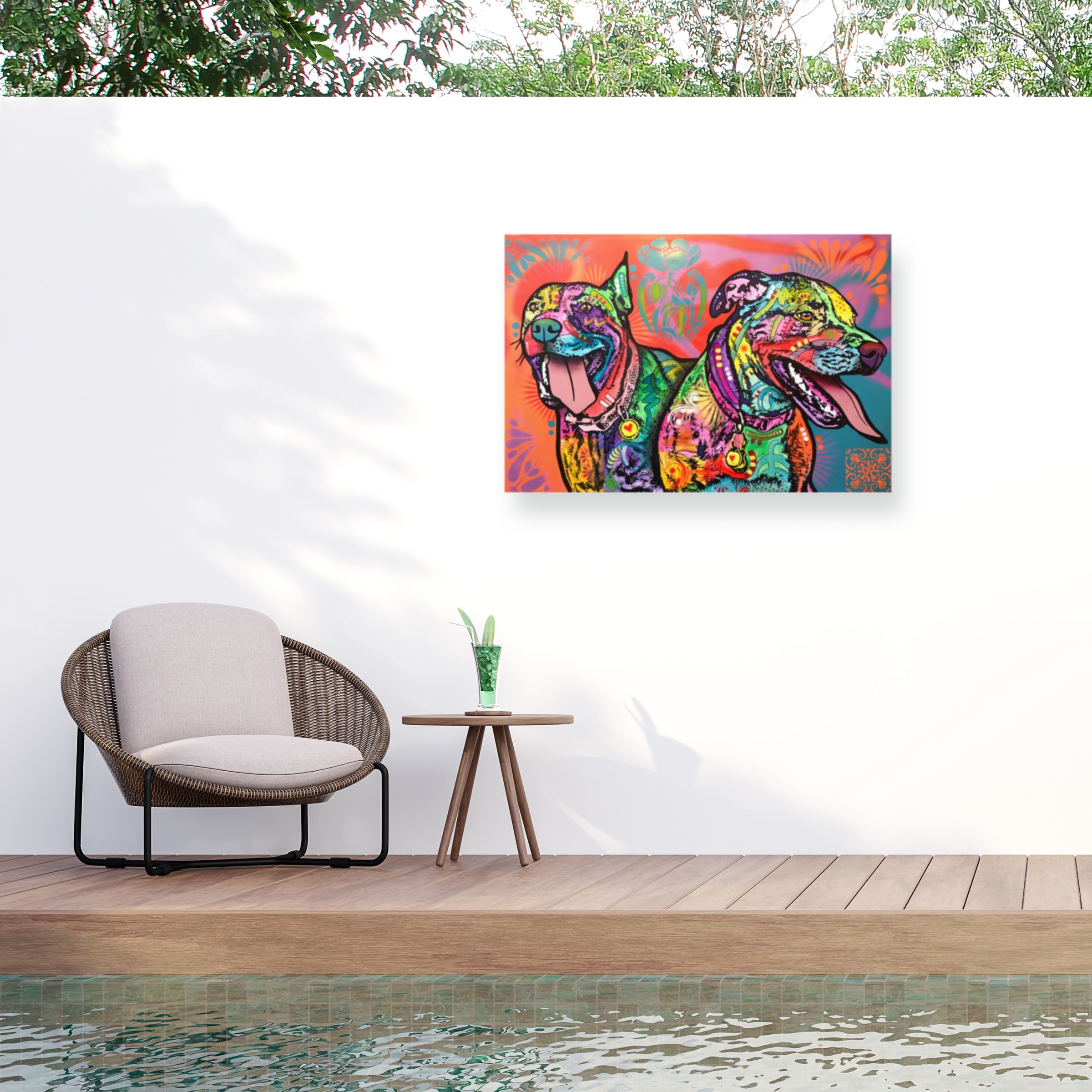 Dean Russo 'Two Happy Pups' Outdoor Canvas