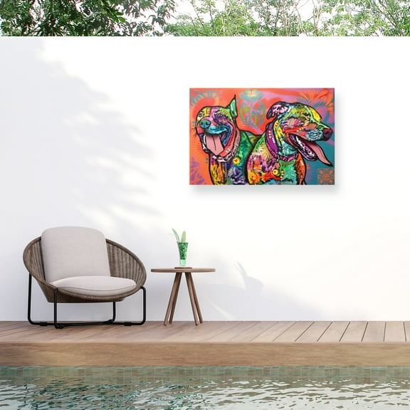 Dean Russo 'Two Happy Pups' Outdoor Canvas