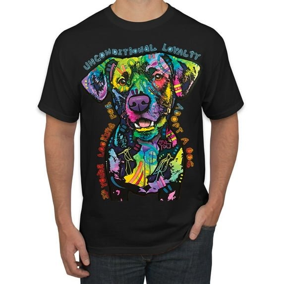 Dean Russo Unconditional Loyalty Dog Lover Men's Graphic T-Shirt, Black, 4X-Large
