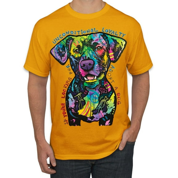 Dean Russo Unconditional Loyalty Dog Lover Men's Graphic T-Shirt, Gold, 4X-Large