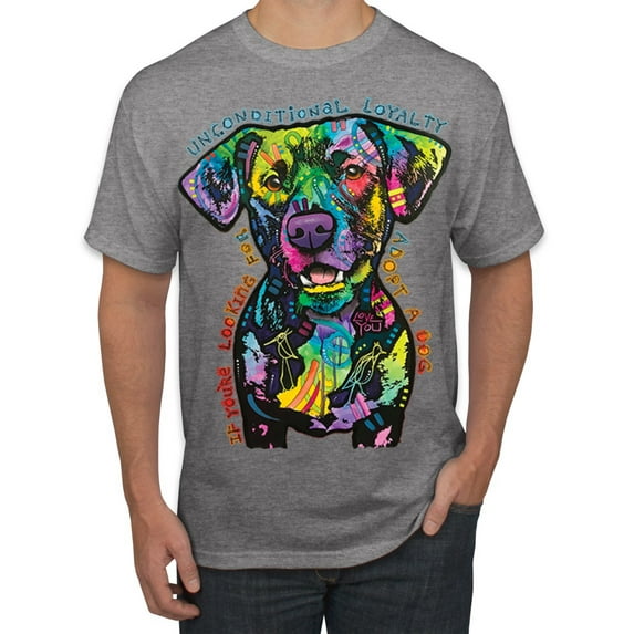 Dean Russo Unconditional Loyalty Dog Lover Men's Graphic T-Shirt, Heather Grey, XX-Large
