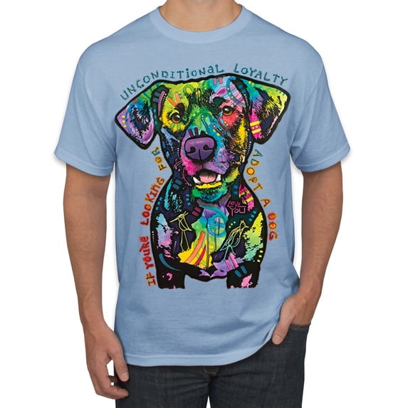 Dean Russo Unconditional Loyalty Dog Lover Men's Graphic T-Shirt, Light Blue, X-Large