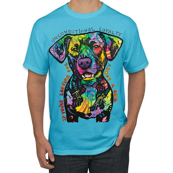 Dean Russo Unconditional Loyalty Dog Lover Men's Graphic T-Shirt, Light Turquoise, X-Large
