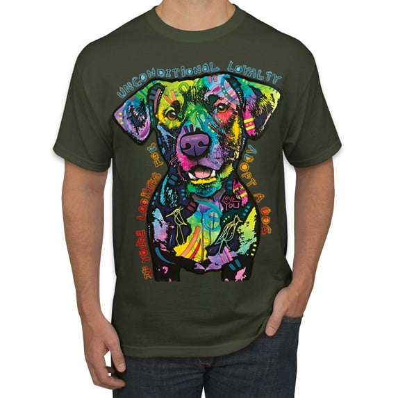 Dean Russo Unconditional Loyalty Dog Lover Men's Graphic T-Shirt, Military Green, Small