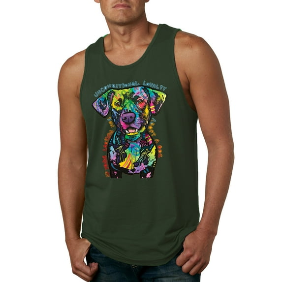 Dean Russo Unconditional Loyalty Dog Lover Mens Graphic Tank Top, Forest Green, 3X-Large