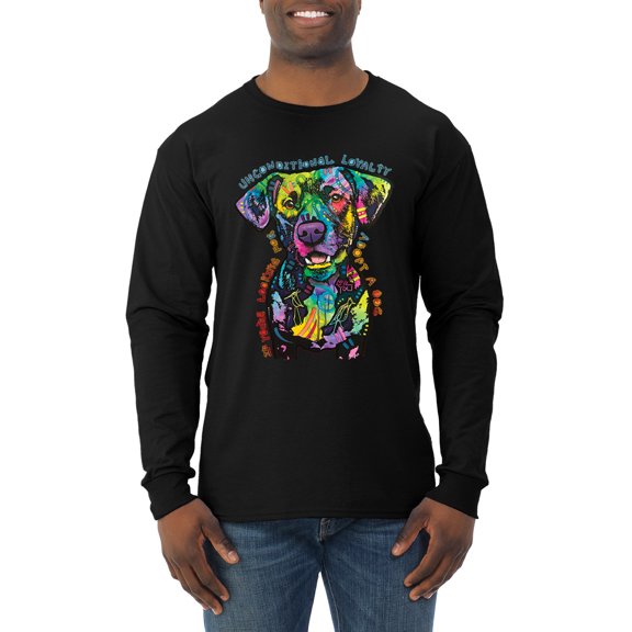 Dean Russo Unconditional Loyalty Dog Lover Mens Long Sleeve Shirt, Black, Small