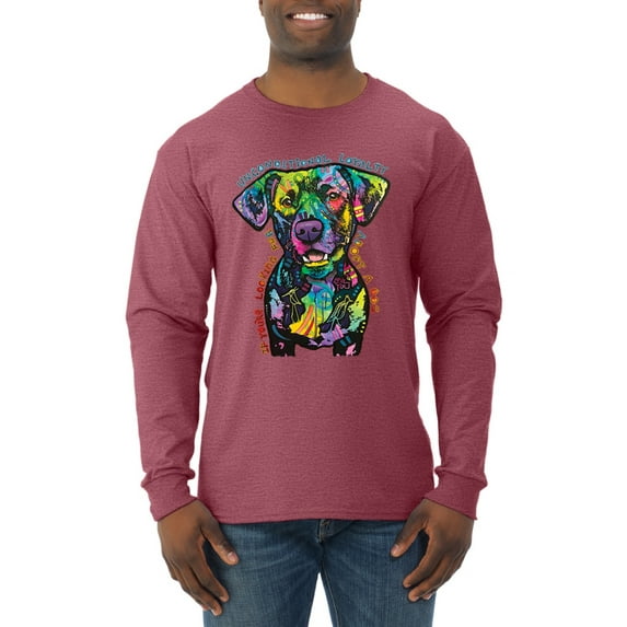 Dean Russo Unconditional Loyalty Dog Lover Mens Long Sleeve Shirt, Vintage Heather Red, Small