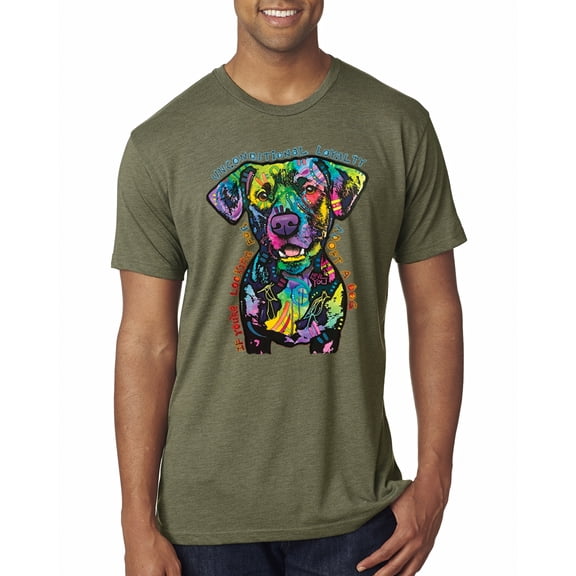 Dean Russo Unconditional Loyalty Dog Lover Mens Premium Tri Blend T-Shirt, Military Green, Large