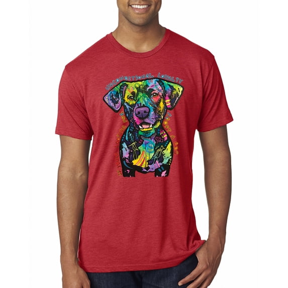 Dean Russo Unconditional Loyalty Dog Lover Mens Premium Tri Blend T-Shirt, Vintage Red, Medium