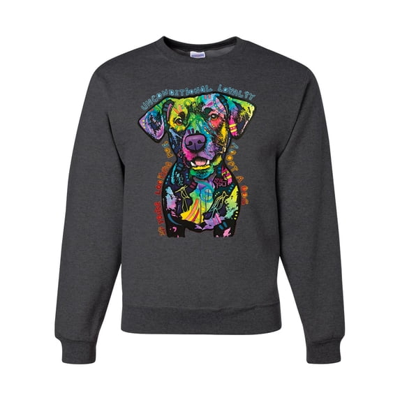 Dean Russo Unconditional Loyalty Dog Lover Unisex Crewneck Graphic Sweatshirt, Heather Black, Small