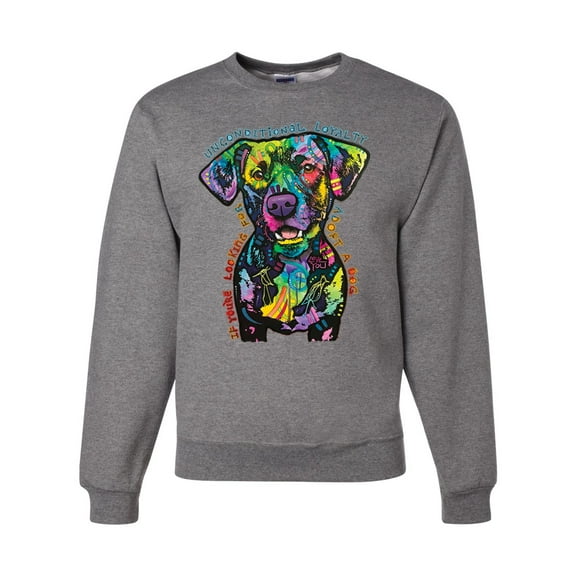 Dean Russo Unconditional Loyalty Dog Lover Unisex Crewneck Graphic Sweatshirt, Heather Grey, XX-Large