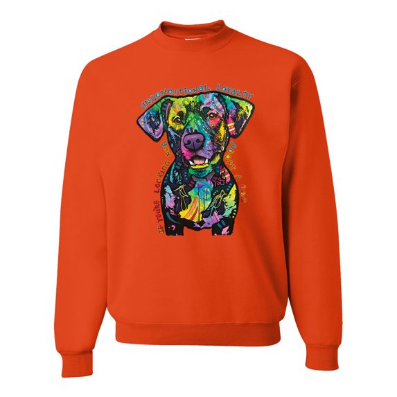 Dean Russo Unconditional Loyalty Dog Lover Unisex Crewneck Graphic Sweatshirt, Orange, XX-Large