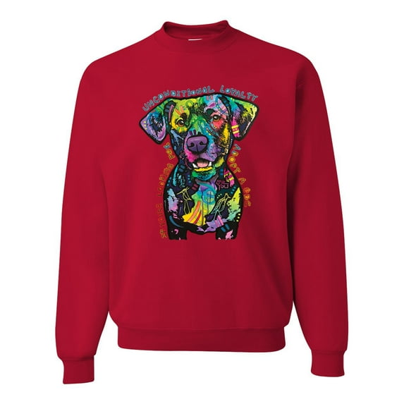 Dean Russo Unconditional Loyalty Dog Lover Unisex Crewneck Graphic Sweatshirt, Red, 5X-Large