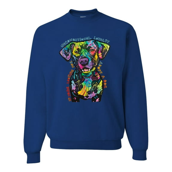 Dean Russo Unconditional Loyalty Dog Lover Unisex Crewneck Graphic Sweatshirt, Royal, XX-Large