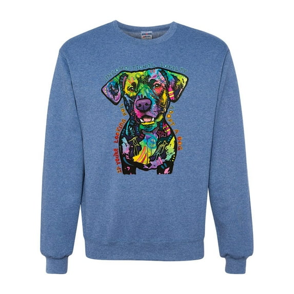 Dean Russo Unconditional Loyalty Dog Lover Unisex Crewneck Graphic Sweatshirt, Vintage Heather Blue, Small