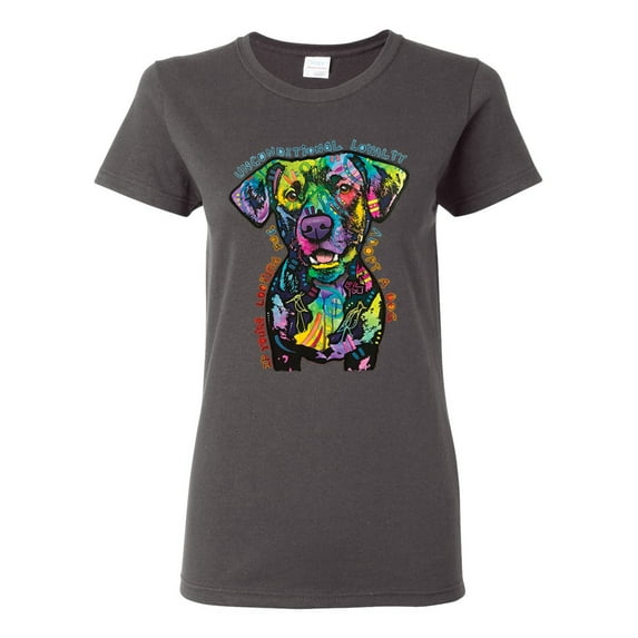 Dean Russo Unconditional Loyalty Dog Lover Womens Graphic T-Shirt, Charcoal, 3X-Large