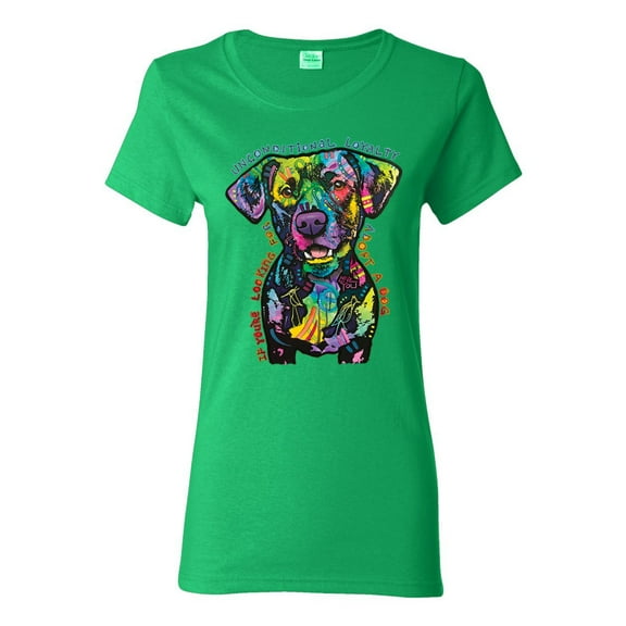 Dean Russo Unconditional Loyalty Dog Lover Womens Graphic T-Shirt, Kelly, Large