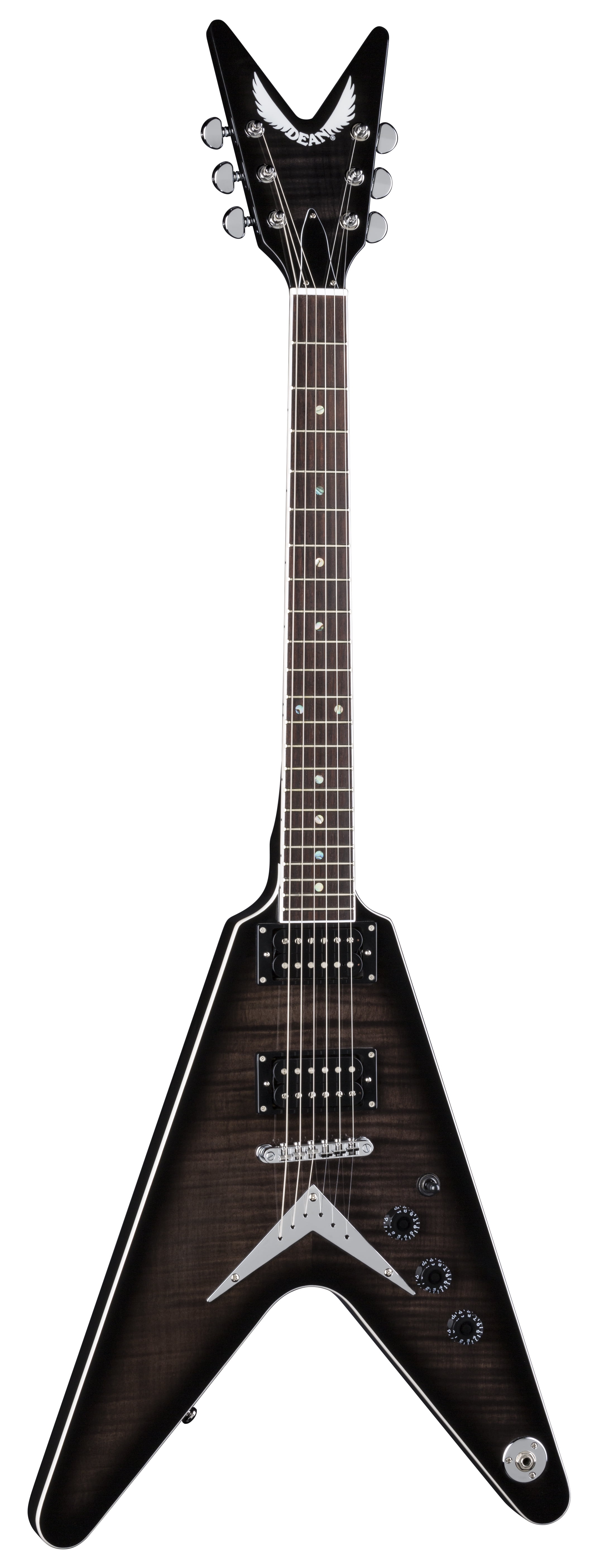 Dean V 79 Flame Top Solid-Body Electric Guitar - Trans Black Dean V 79 Flame Top Solid-Body Electric Guitar - Trans Black