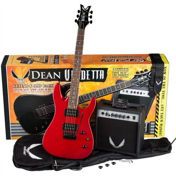Dean VNXMT MRD PK Traditional Vendetta Xm Pack W/ Amp/Pick/Bag - Metallic Red
