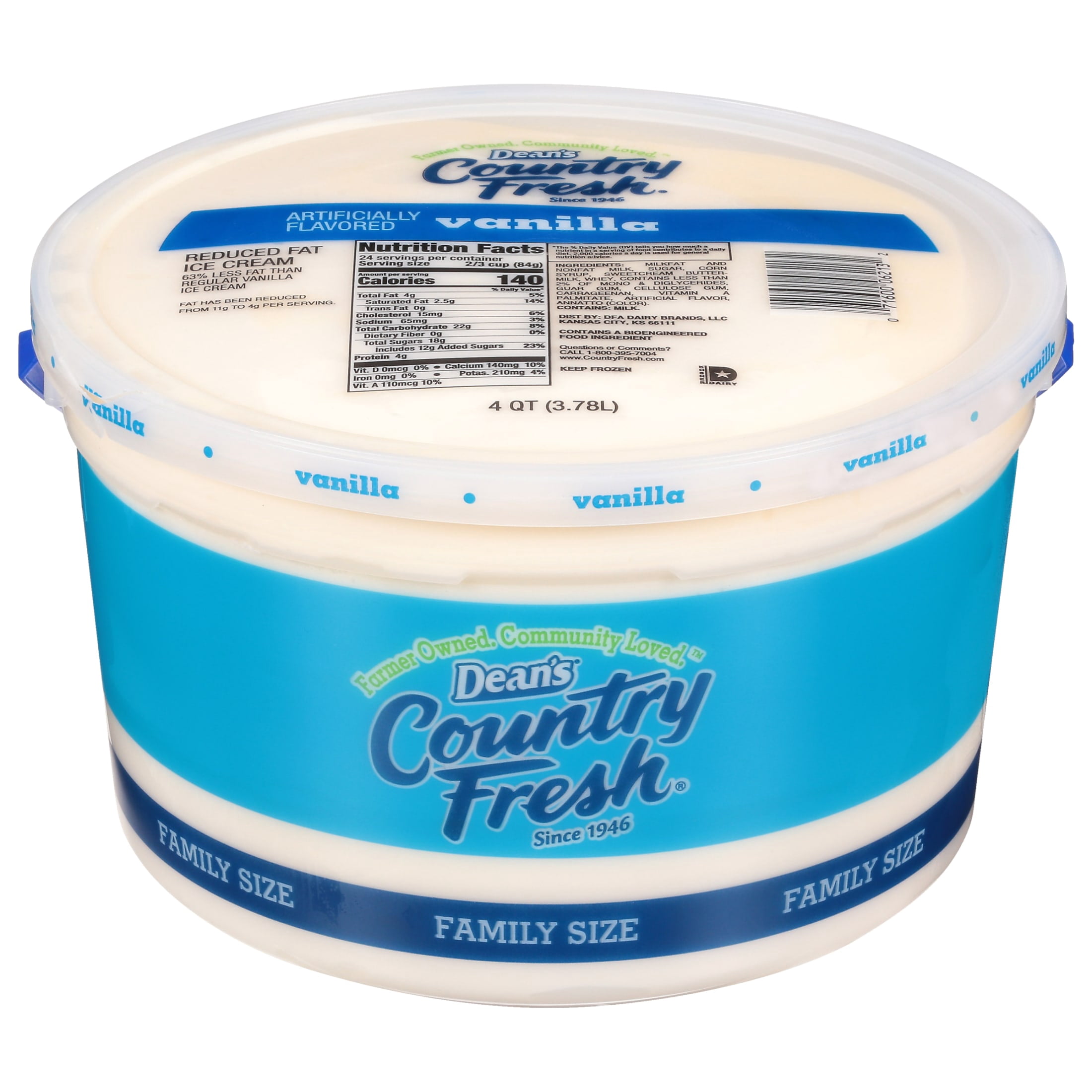 Dean's Country Fresh Reduced Fat Vanilla Ice Cream, 1 Gal