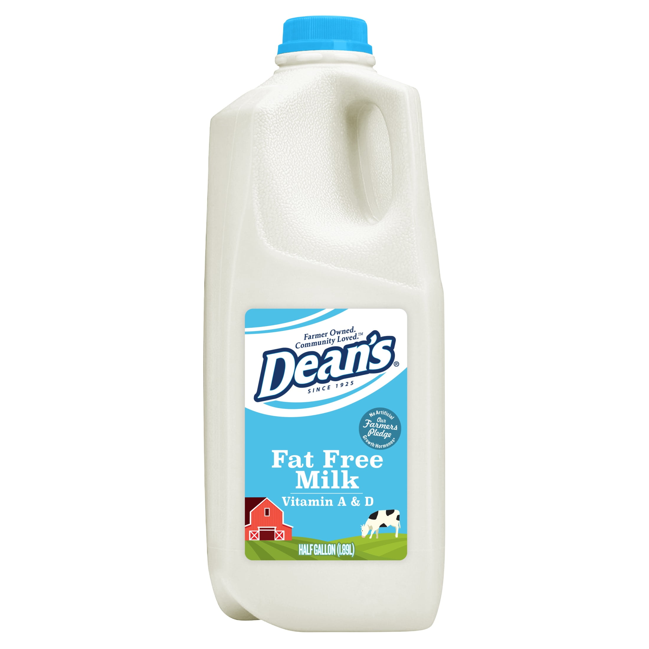 Dean's Dairy Fat Free Milk with Vitamin A and D, Skim Milk Half Gallon 1 Jug