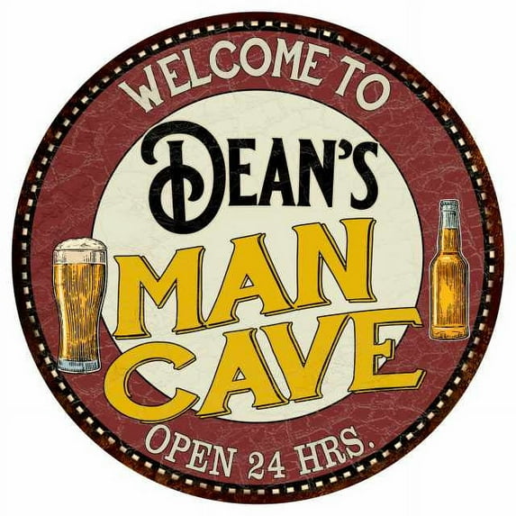Dean's Man Cave 12" Round Metal Sign Kitchen Bar Wall Décor 200120035052