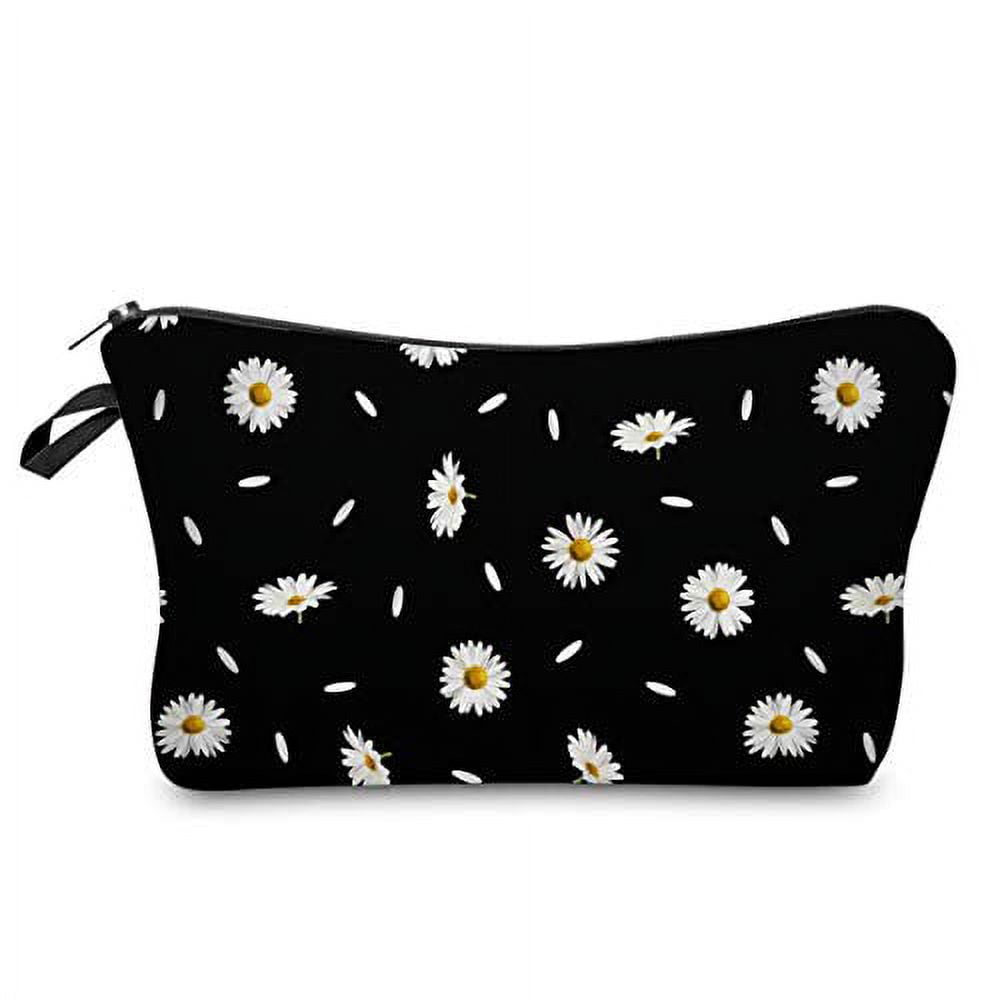Cosmetic Bags Cotton Makeup Bag Women Large Purse Quilted Pouch Travel  Toiletry Storage Make up Brushes Organizer for Gifts (Bear and flower,  White)