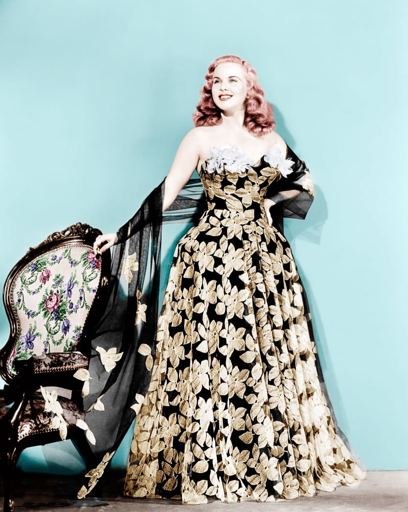 Deanna Durbin In Flowered Strapless Evening Dress Designed By Howard Greer Canvas Art - (16 x 20)