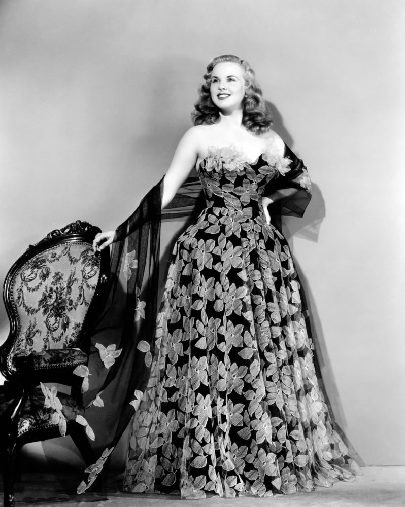 Deanna Durbin In Hoop Skirt Styled Lace Fabric Flowered Evening Dress Designed By Howard Greer Canvas Art - (16 x 20)