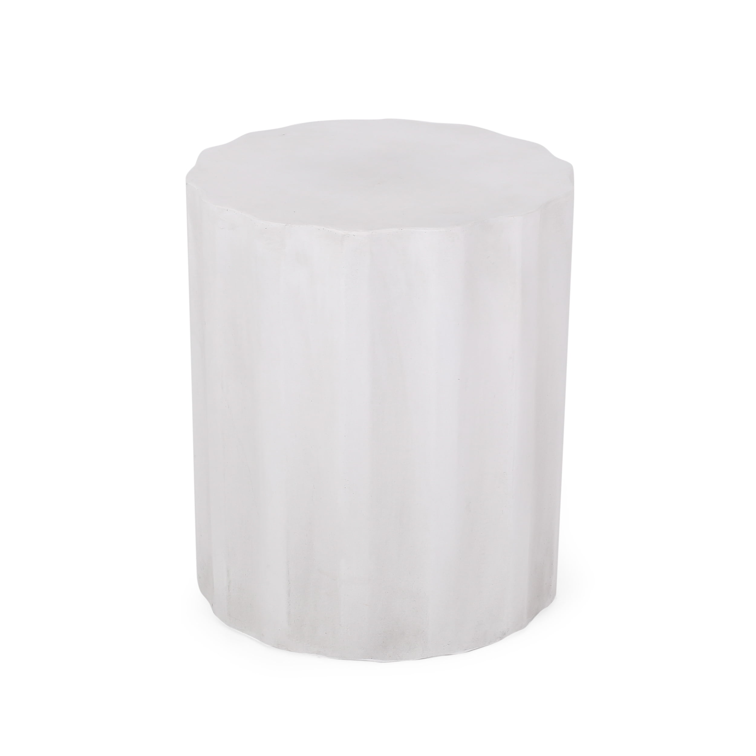 Deanna Lightweight Concrete Outdoor Side Table, Antique White