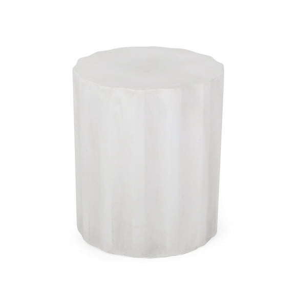 Deanna Lightweight Concrete Outdoor Side Table, Antique White