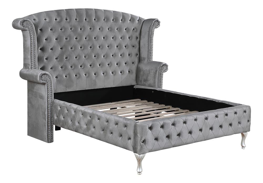 Jeremaine Queen Upholstered Bed White - Walmart.com