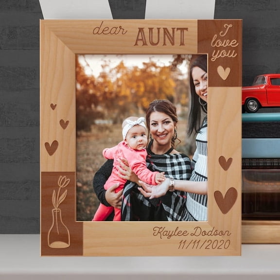 Dear Aunt I Love You Personalized Wooden Frame 8" x 10" Brown (Vertical)