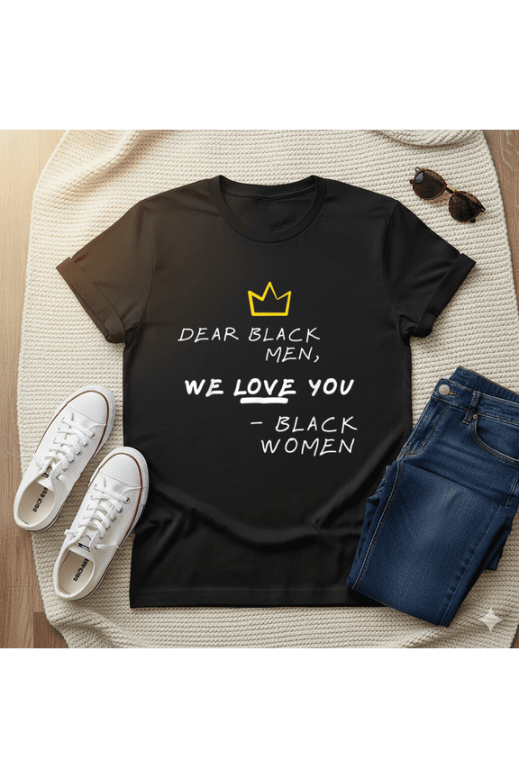Dear Black Men We Love You Black Women BHM Empowerment Unisex T-Shirt, up to Size 5XL