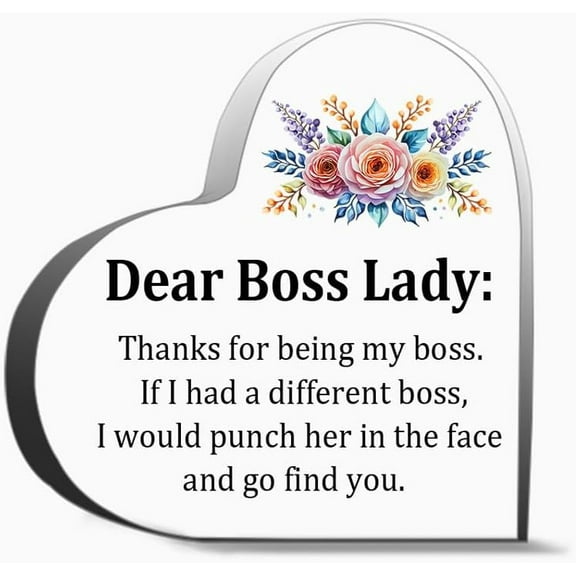 Dear Boss Lady Thanks For Being My Boss Unique Acrylic Heart Shaped Plaque Desk Decorations Present For Christmas Wedding Gifts